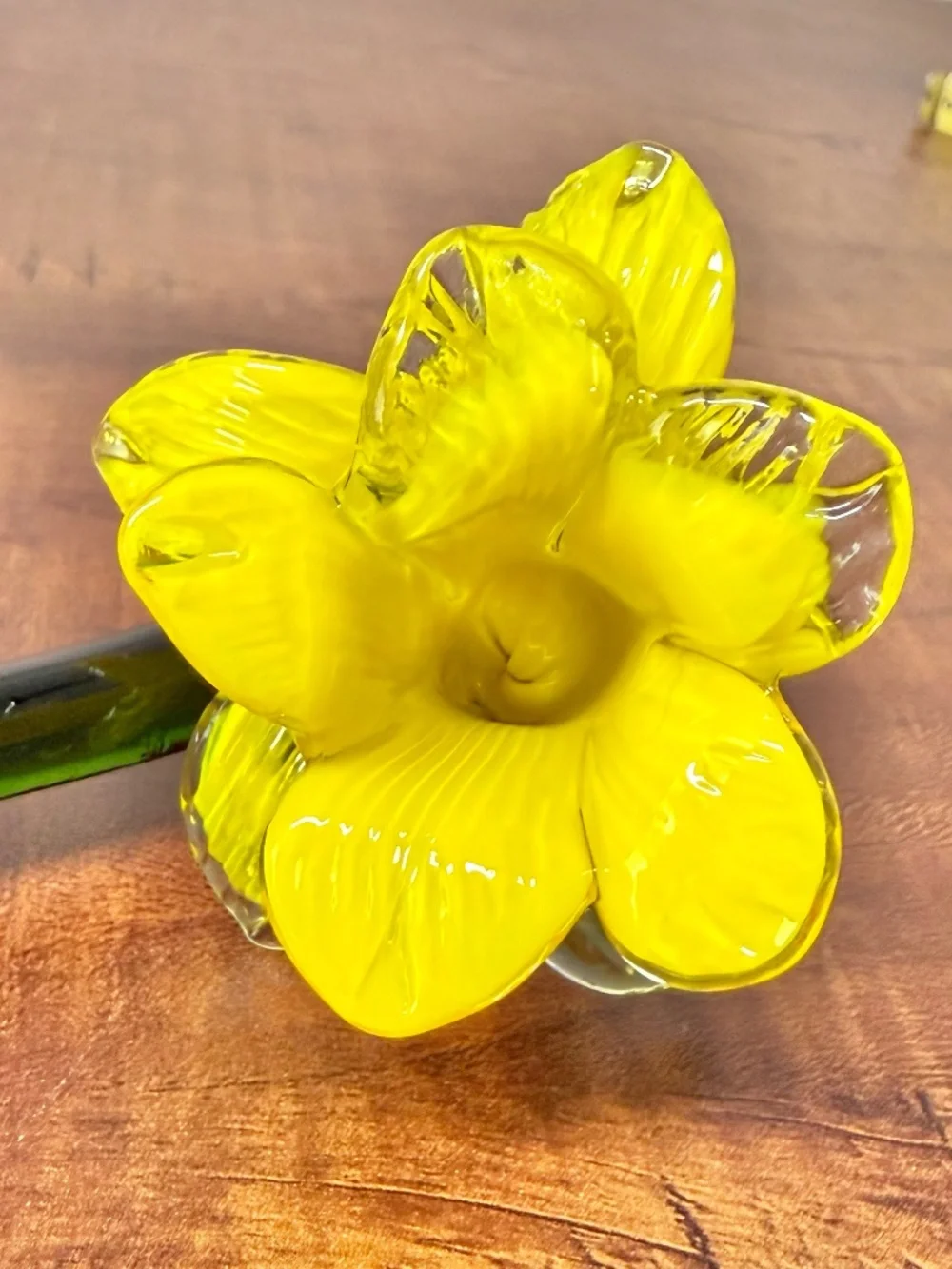 Hand Blown Glass Flowers Set of 4 Long Stem Floral Decor